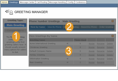 Three Different User Areas of the Recording Manager