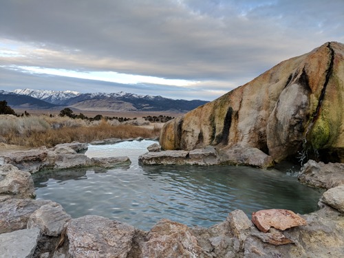 holiday on the road at travertine hot springs