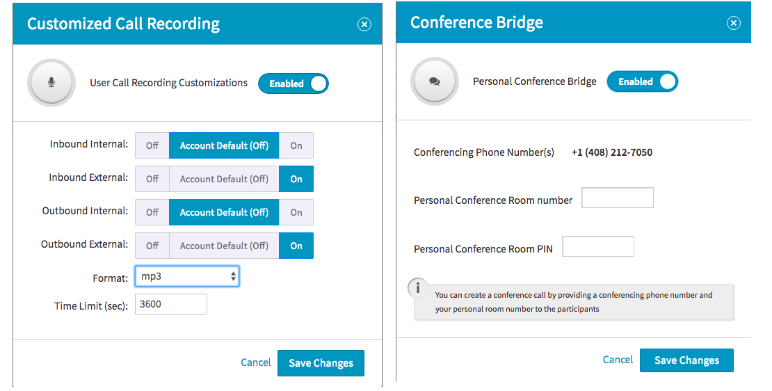 Dash Recording-Conferencing Options