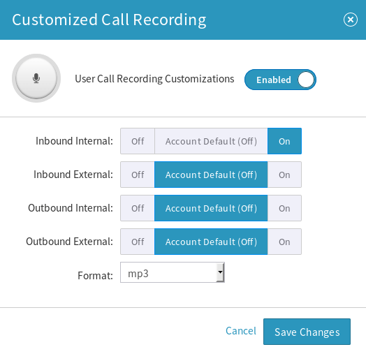 Individual Call Recording Settings