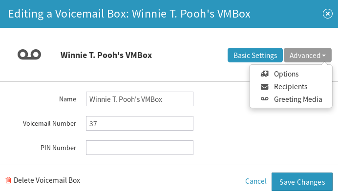 VirtualPBX Voicemail Interface