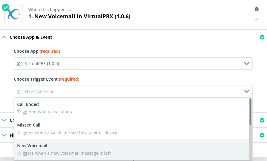 Zapier Tutorial - Voicemail Received to Google Sheets - Select Voicemail Received