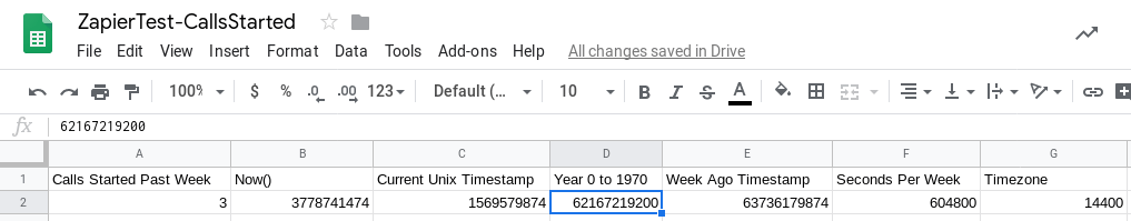 Google Sheets - Calculate Number of Seconds 0 to 1970
