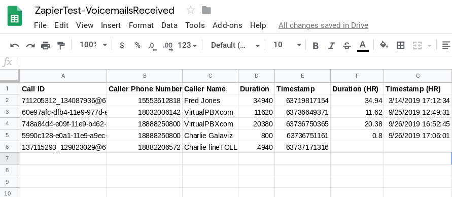 Zapier Tutorial - Voicemail Received to Google Sheets - Call Log Example