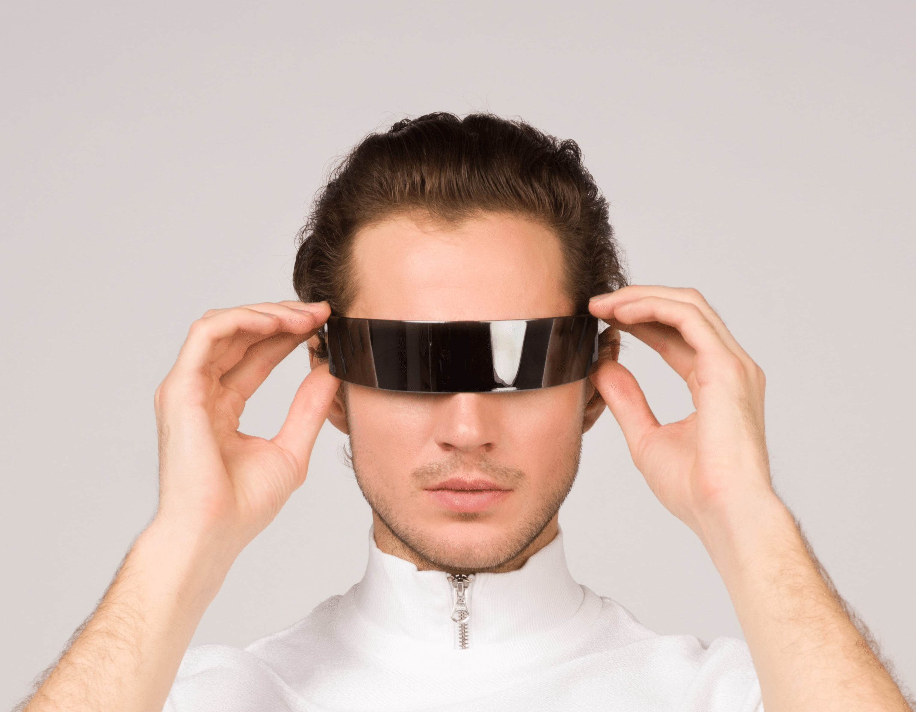 Chatbot customer service joins phone support - Man wearing visor