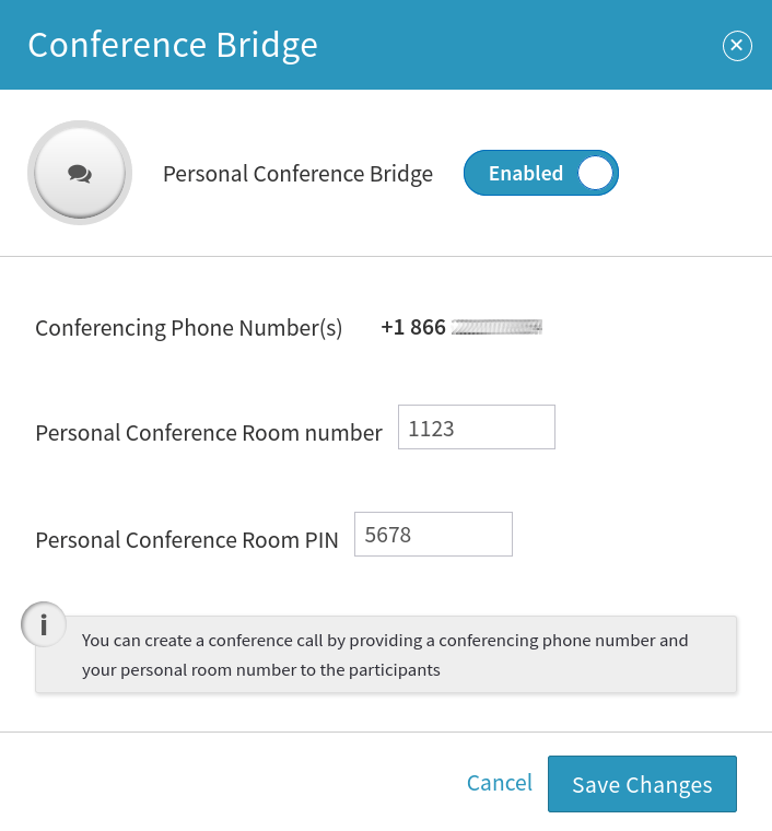 VirtualPBX Audio Conferencing Settings