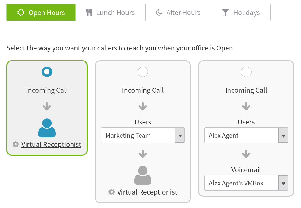 VirtualPBX Office Hours Routing Configuration