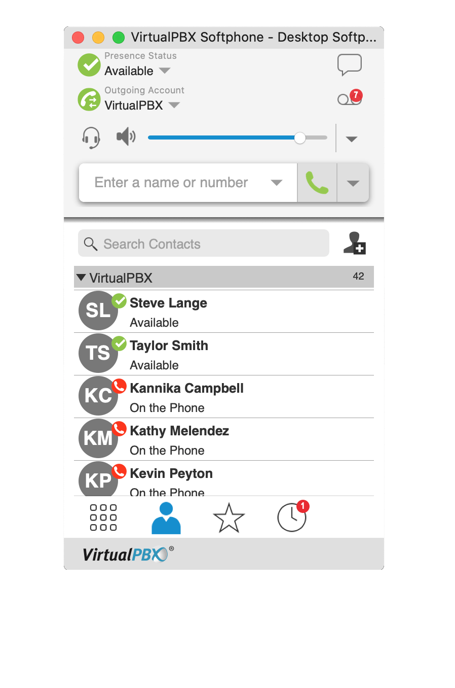 VirtualPBX Desktop Softphone Contact List