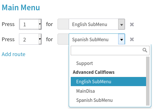 Auto Attendant Routing Configuration With Submenus