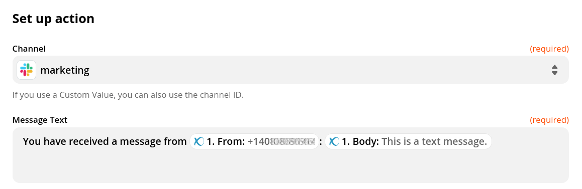 Zapier Slack Integration - Message Body