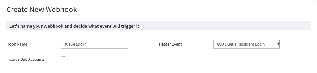 VirtualPBX Webhooks Example - Choose a Trigger Event
