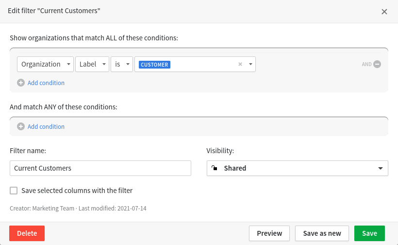 Pipedrive Filter Example