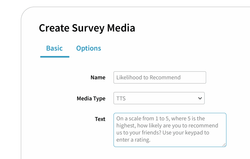 VirtualPBX Contact Center survey options