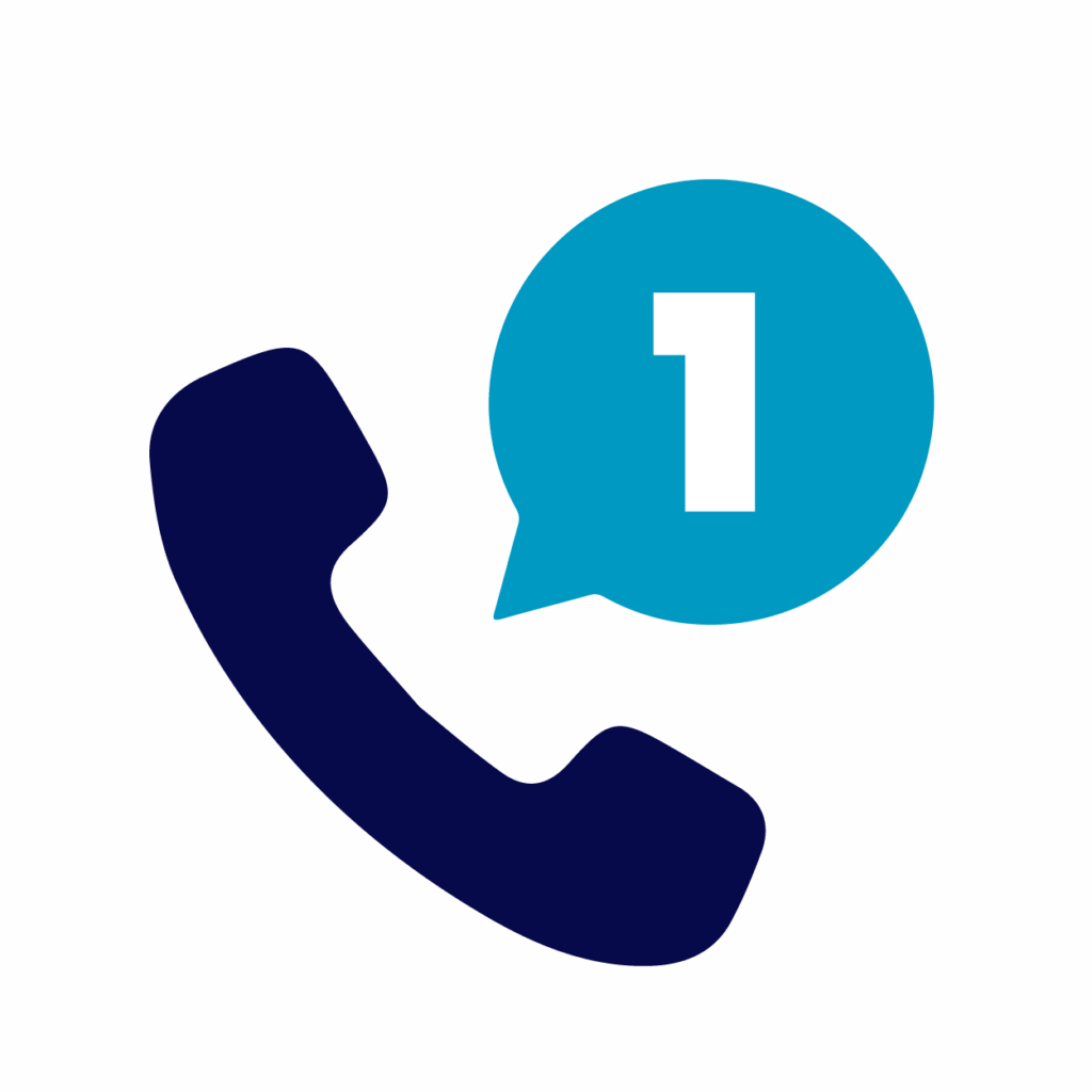 Icon displaying number 1 for choosing or porting a small business phone number.