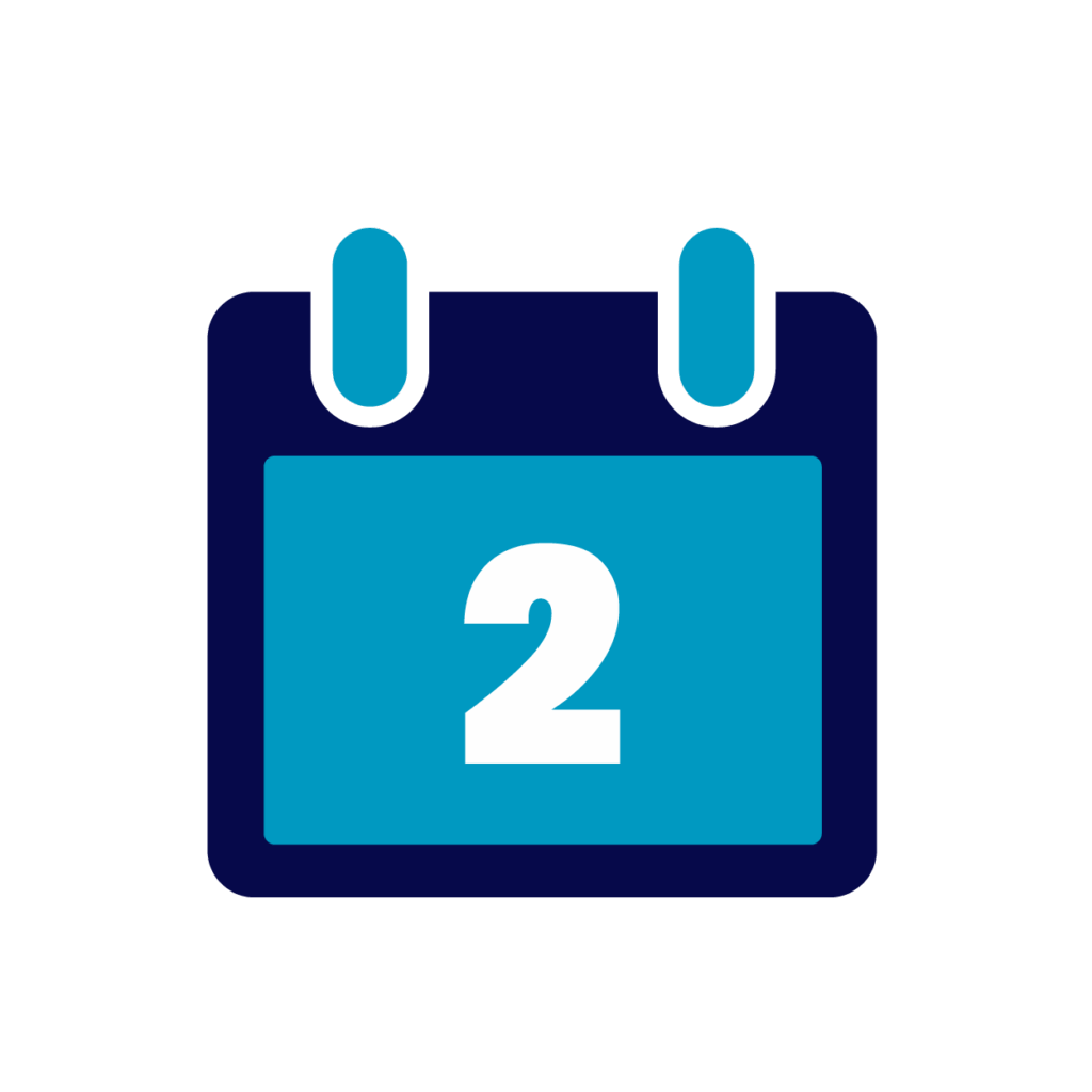 Calendar icon displaying number 2 for setting up call routing and business hours.