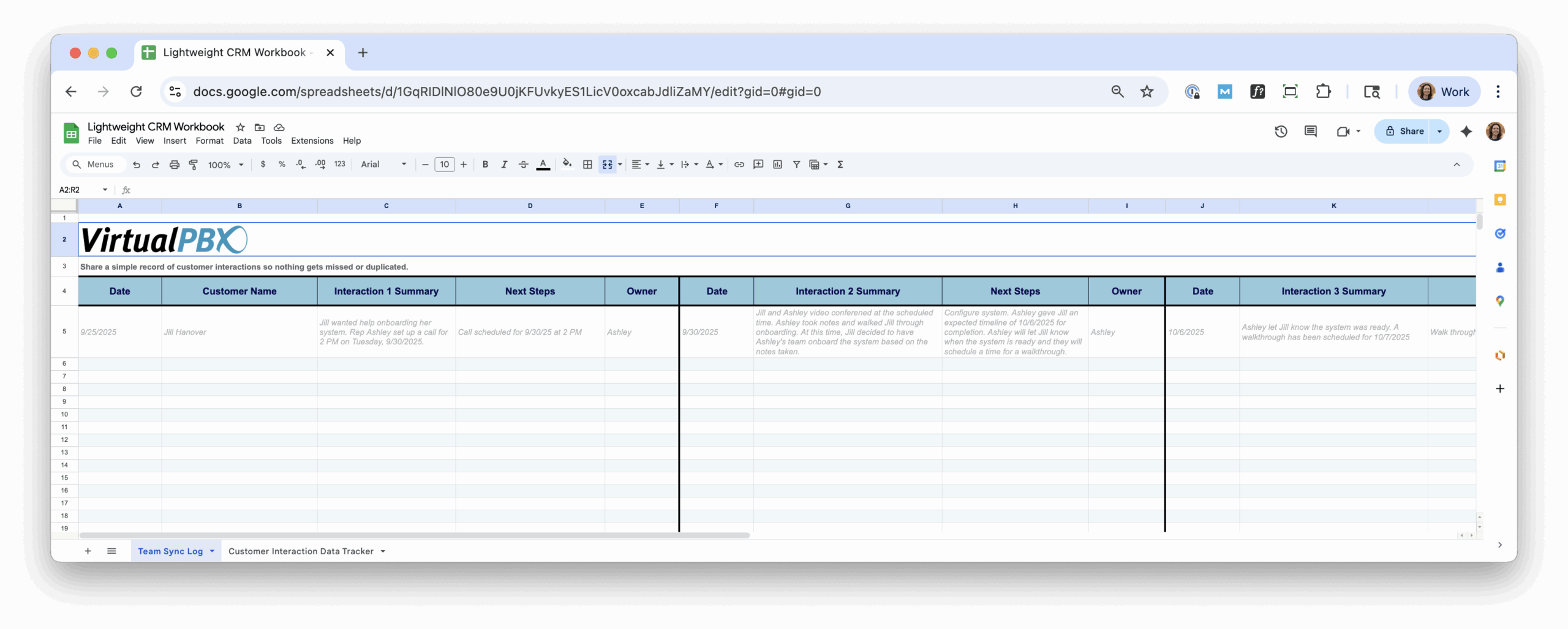 Download our free team sync log to track your team efforts and avoid double-tasking.