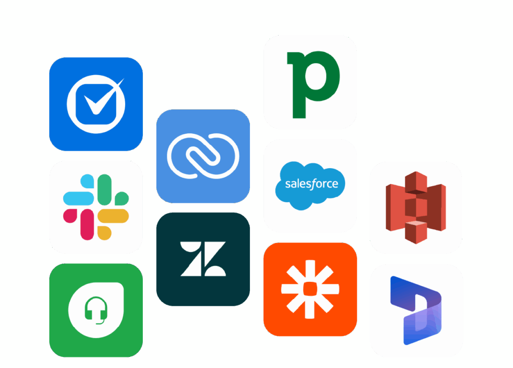 Grid of popular CRM and productivity app logos integrated with Smarter Voice.