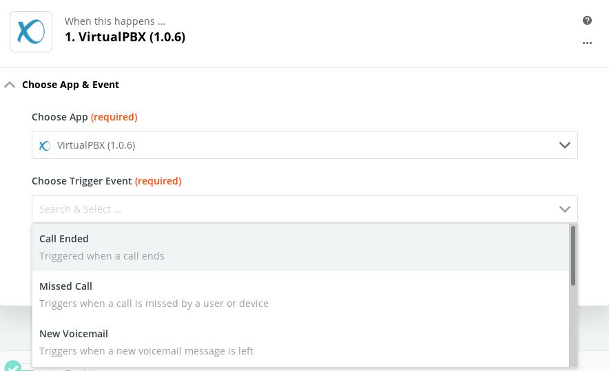 Zapier Tutorial - Call Received to Google Sheets - Select Call Ended