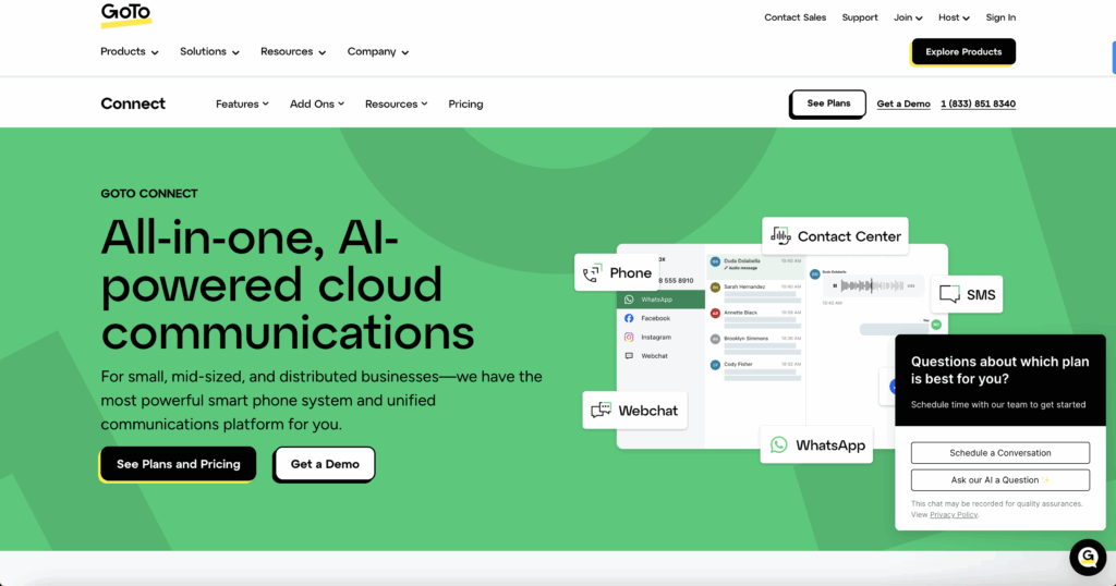 Goto Connect - top 10 small business phone systems