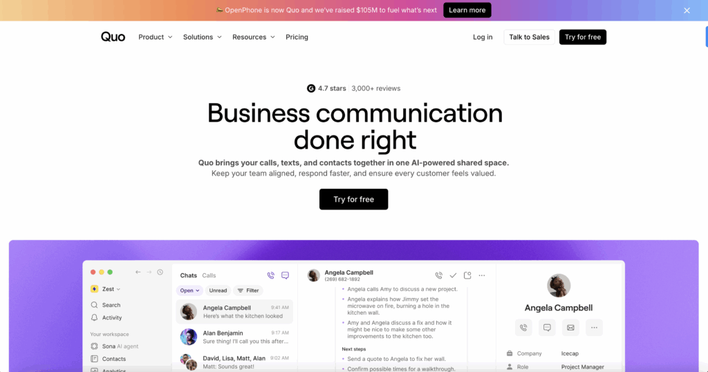 Quo - top 10 small business phone systems