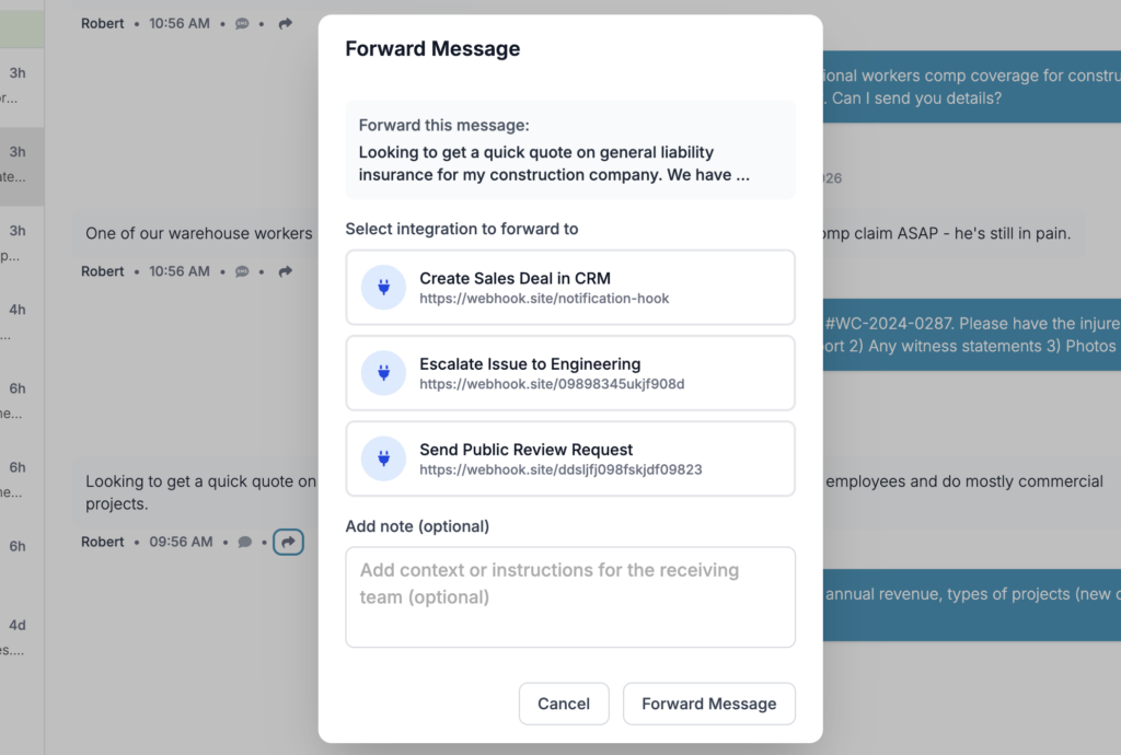 Forward Message to Automation