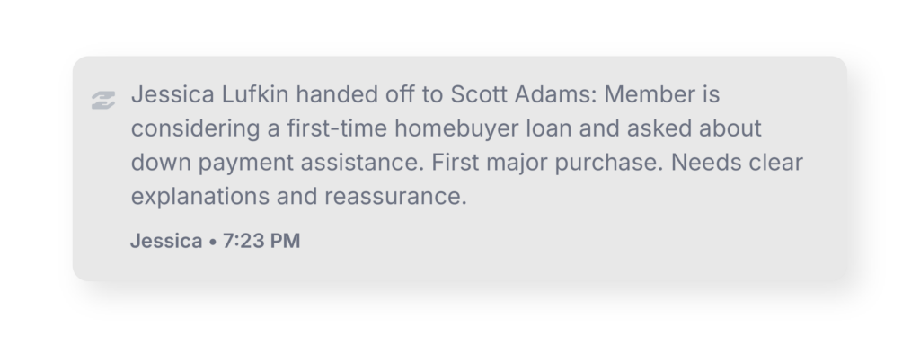 Informed handoffs are key for collaboration that nurtures customer relationships. While handoffs can escalate a conversation, they can also ensure the right teams are handling the right conversations for customer clarity and trust that's repeatable.