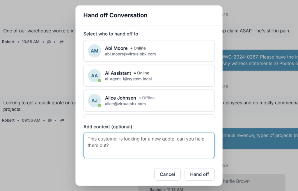 Handoff in the New VirtualText
