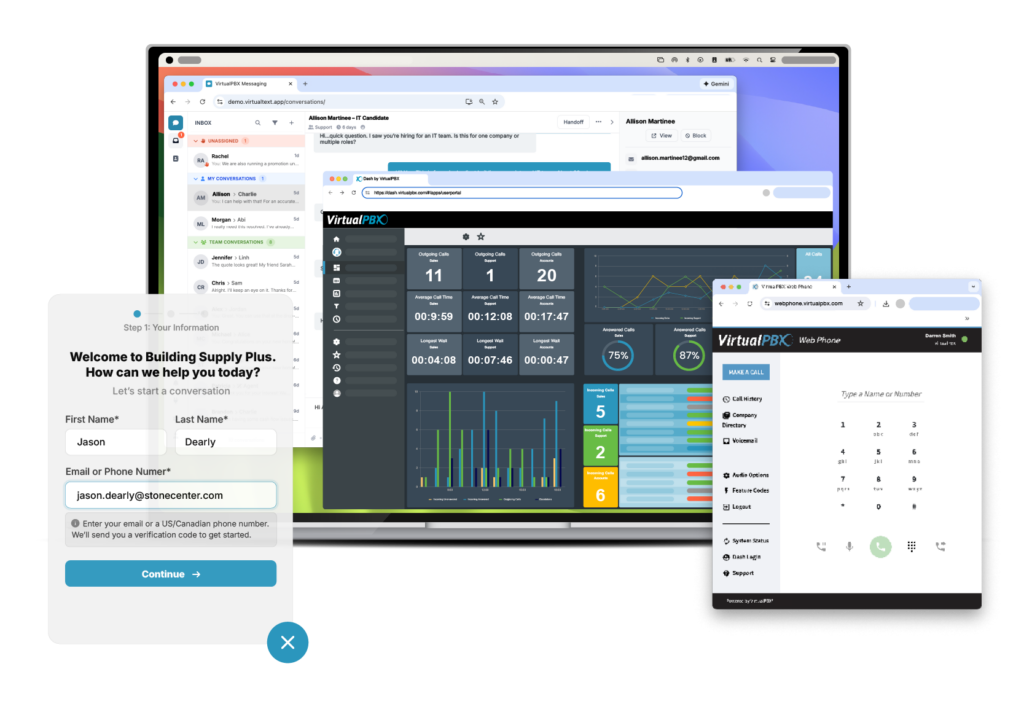 The VirtualText Complete plan combines the best of both Business Phone and VirtualText for your most collaborative teams.