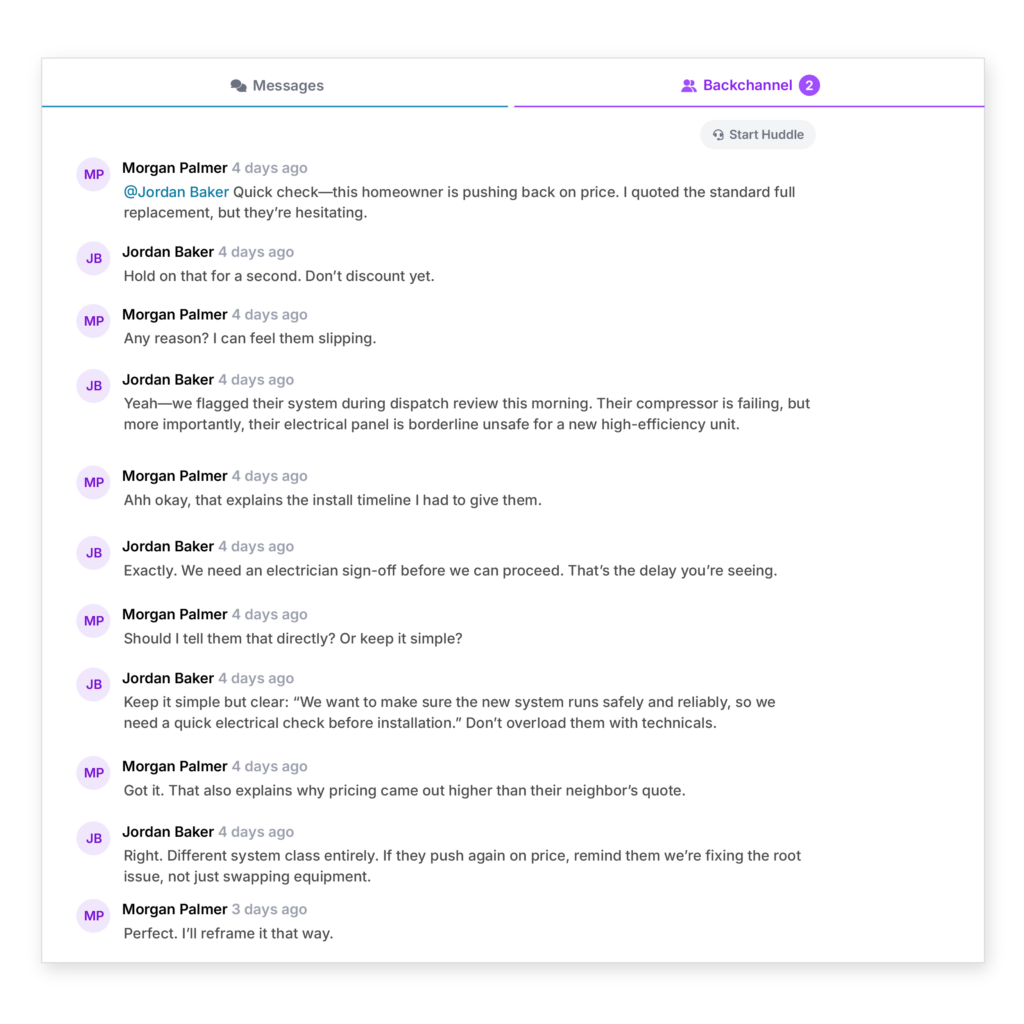 Backchannel is a private team chat built into your shared inbox. It enables internal comments and internal notes so your team can collaborate on customer conversations without switching tools or losing visibility.