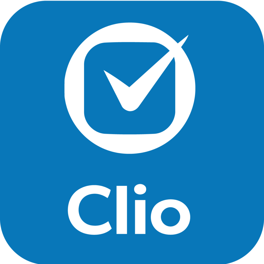 Logo of Clio practice management software, signifying integration capability with VirtualPBX for legal call tracking.