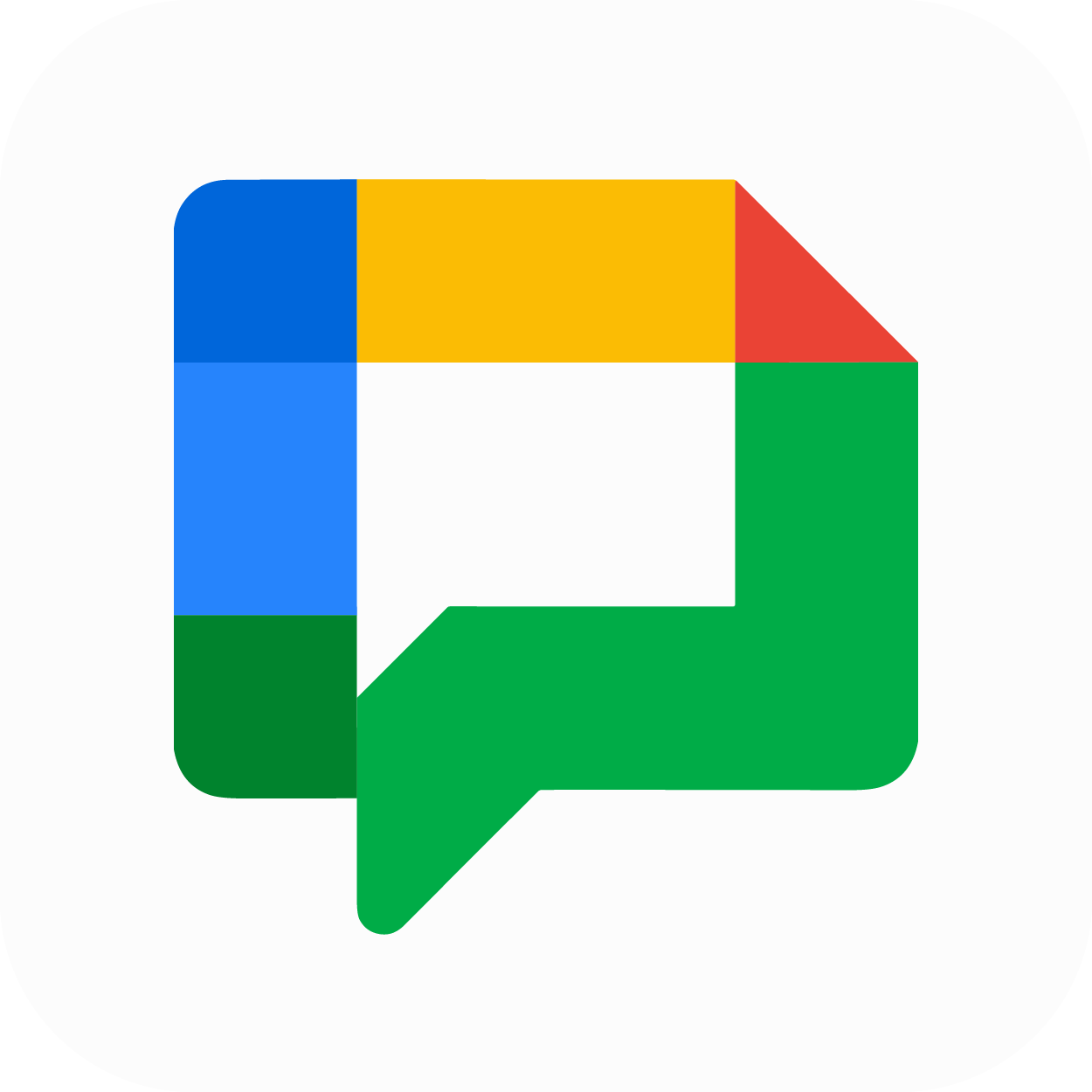 Logo of Google Meet, showing video conferencing synchronization options with VirtualPBX voice communication schedules.