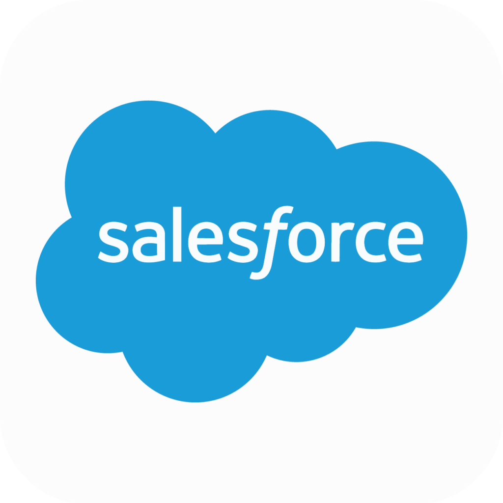 Logo of Salesforce CRM, representing native CTI call logging and phone synchronization with VirtualPBX.