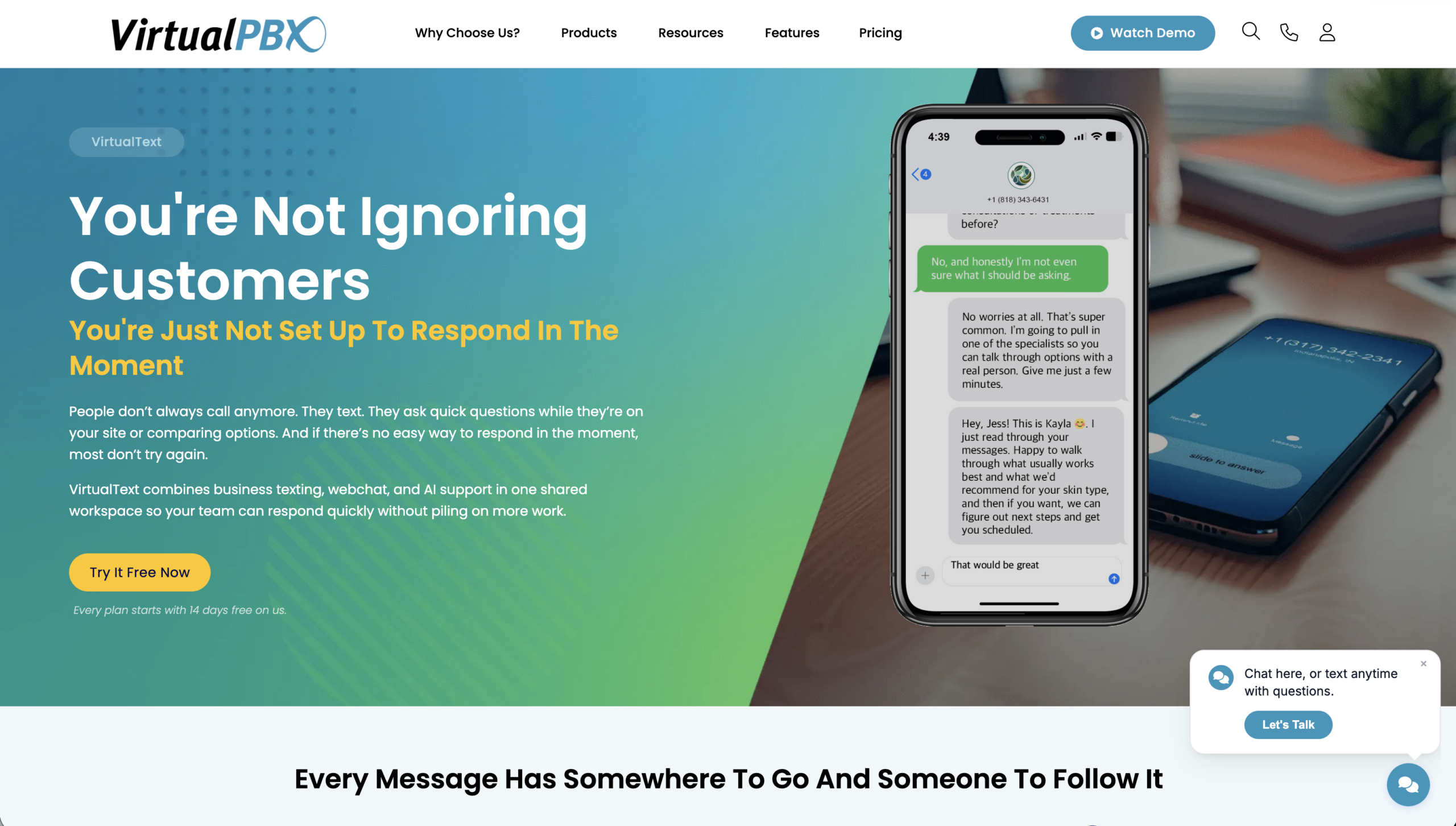 AI-Powered SMS and Live Chat