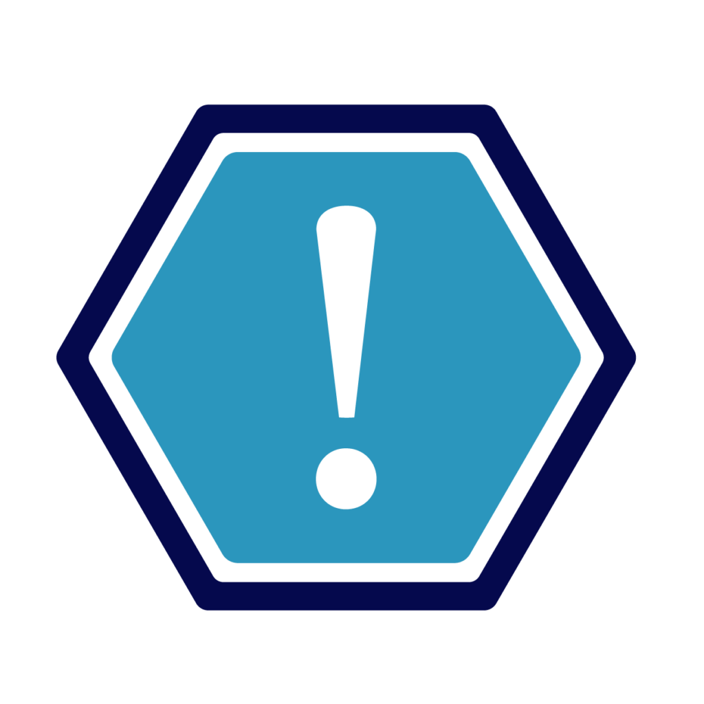 Icon representing blocked spam and robocalls with a warning indicator.