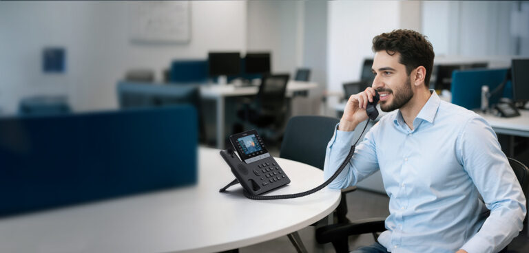 Yealink T7 Series desk phone in an office